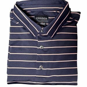 Chase 54 Navy Pink Stripe Golf Polo Shirt Men’s Large